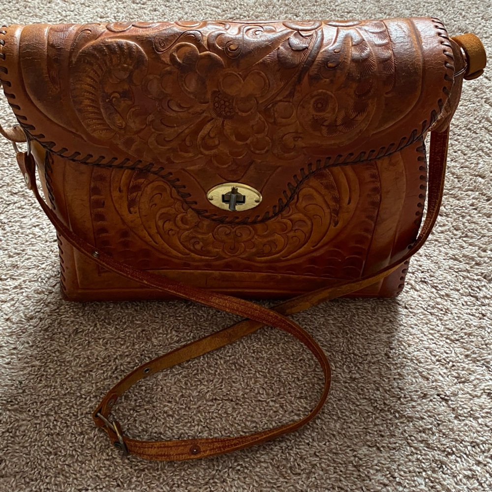 Authentic Leather Mexican hand tooled bag